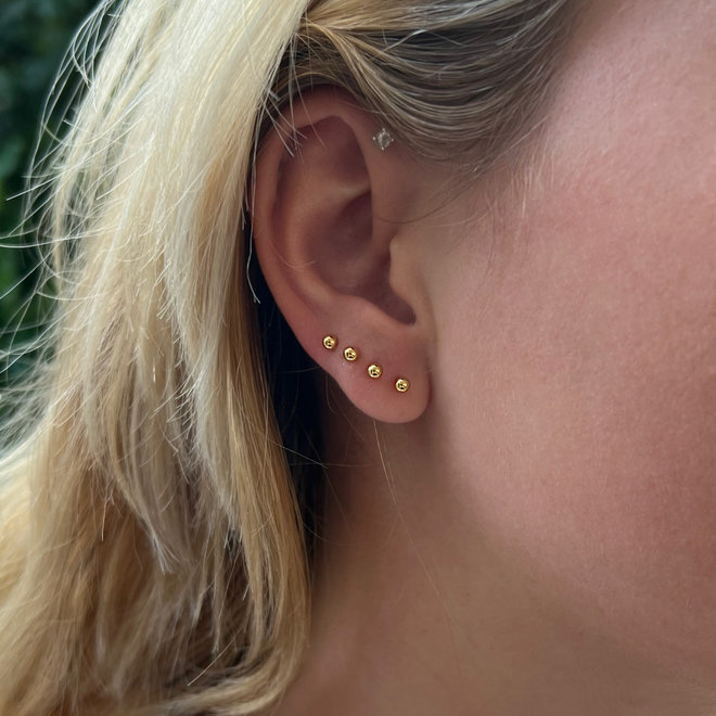 Zilveren kleine oorknopjes 3 mm gold plated