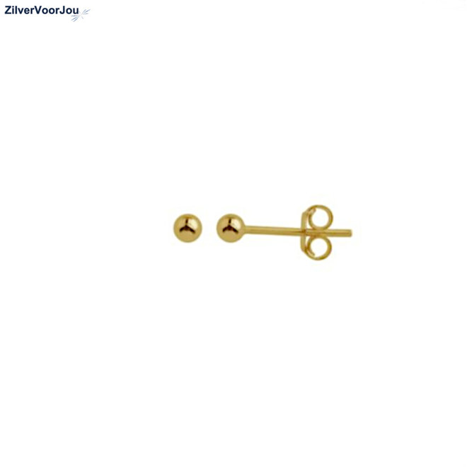 Zilveren kleine oorknopjes 3 mm gold plated