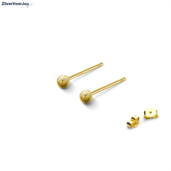 Gold plated  stardust oorknopjes 2.5 mm