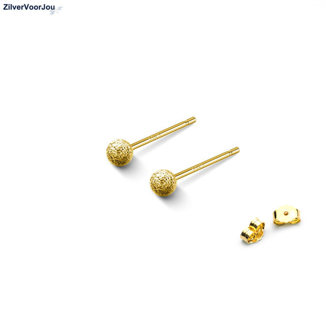 Gold plated zilveren stardust oorknopjes 3 mm