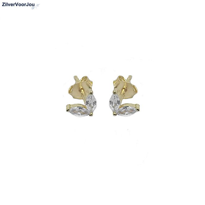 Gold plated zilveren leave studs