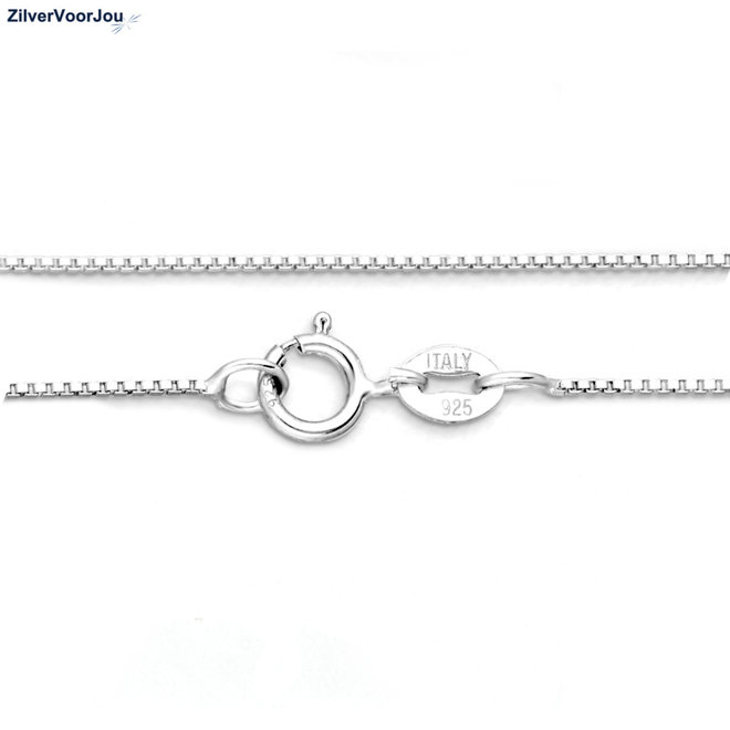 Zilveren box ketting 50 cm rhodium 0.8 mm