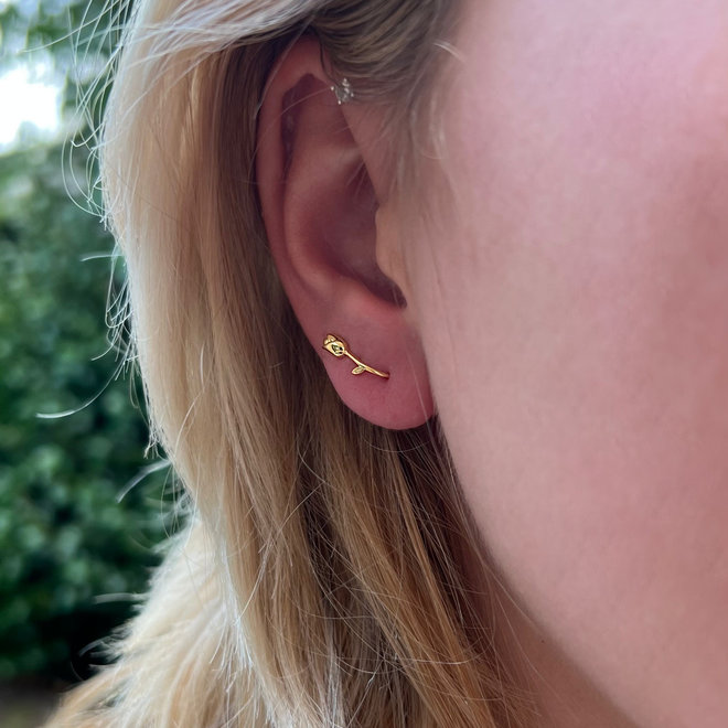 Gold plated  925 zilveren tulp oorklimmers