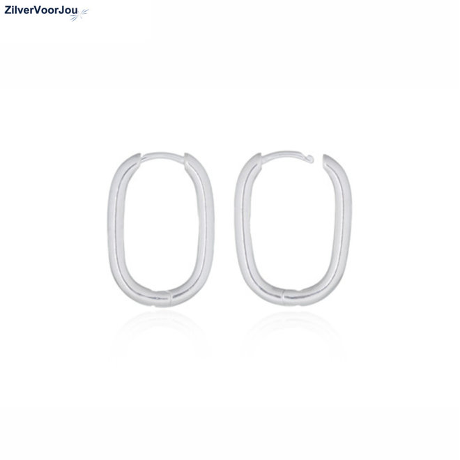 Zilveren ovale huggie hoops