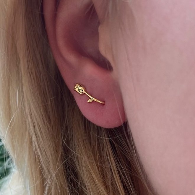 Gold plated  925 zilveren tulp oorklimmers