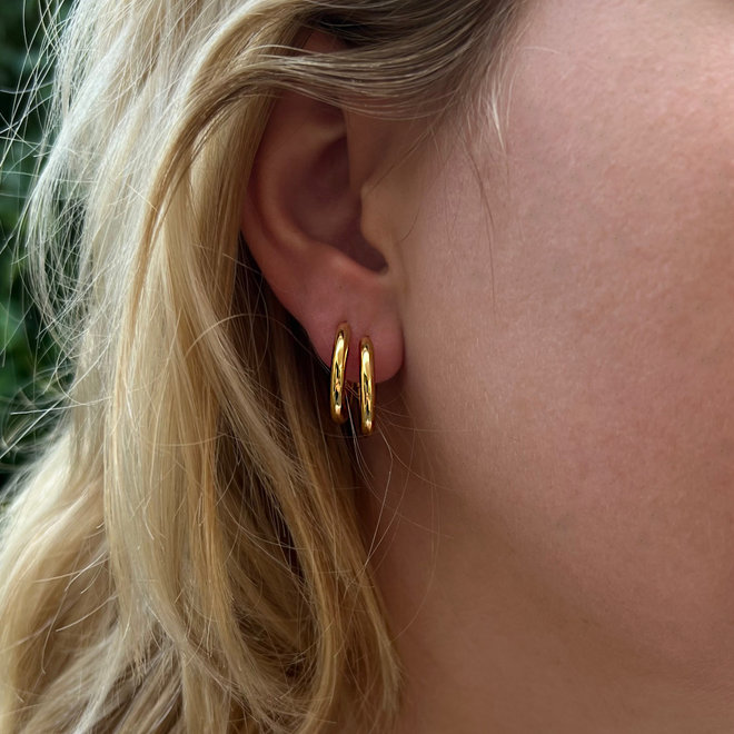 Gold plated 925 zilveren  ronde  huggie hoops