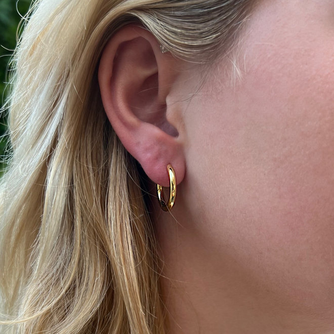 Gold plated 925 zilveren  ronde  huggie hoops