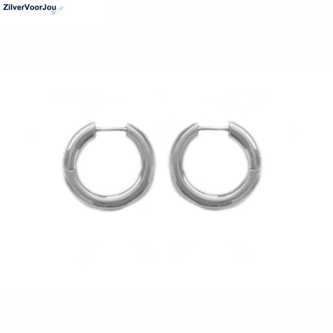 Zilveren ronde huggie hoops 20mm