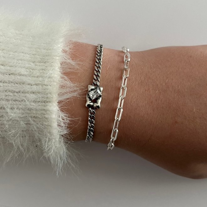 Zilveren schakel armband 4 mm