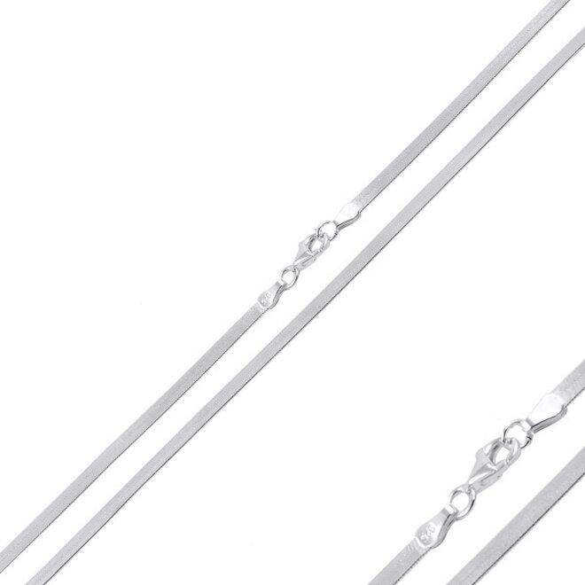 Zilveren platte schakel ketting 3.3 mm