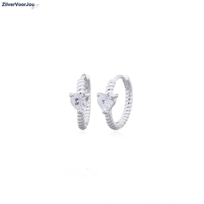 Zilveren love twist cz huggie hoops