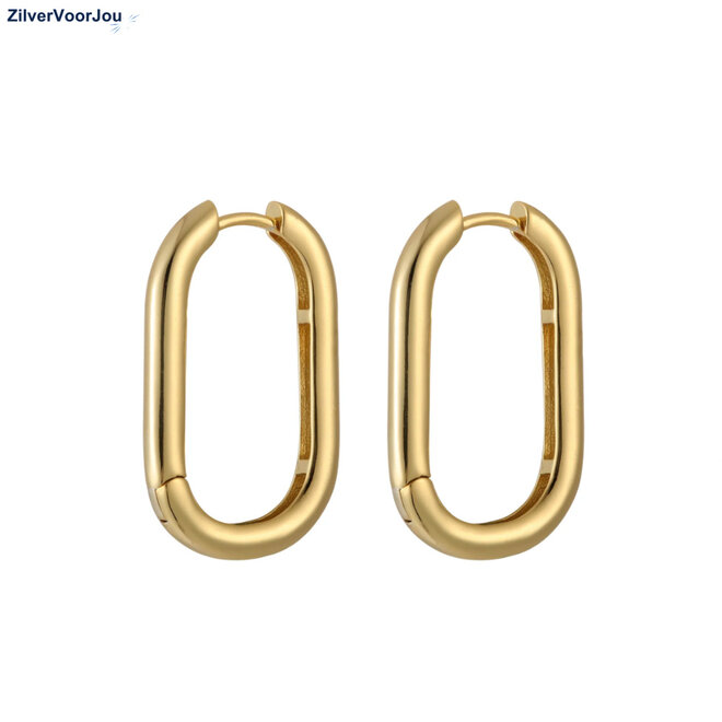 Gold plated  rechthoek grote huggie hoops