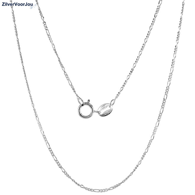 Zilveren figaro schakel ketting 36 cm 1.5 mm  choker of kinderketting