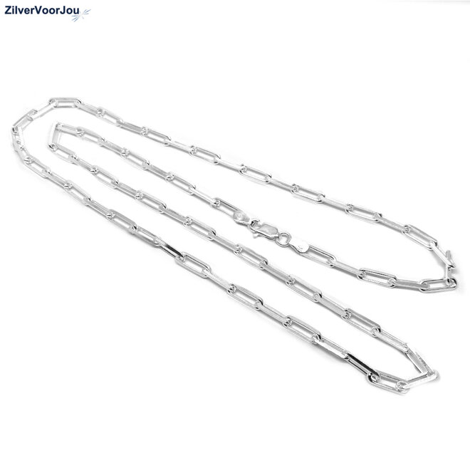 Zilveren paperclip schakel ketting 60 cm 3.5mm