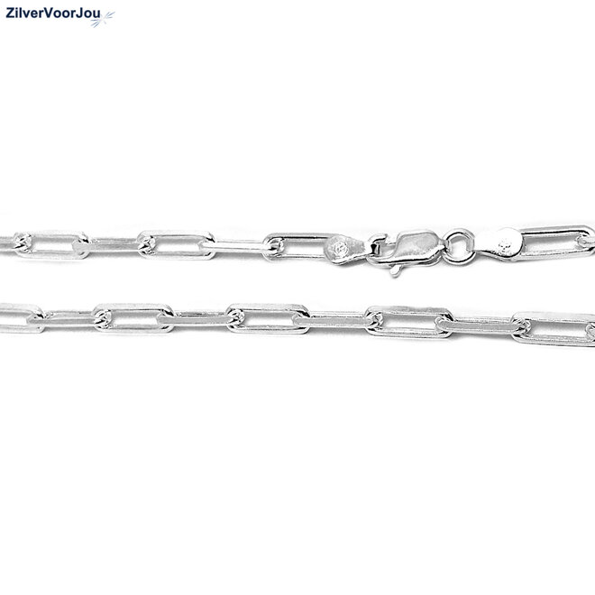 Zilveren paperclip schakel ketting 60 cm 3.5mm