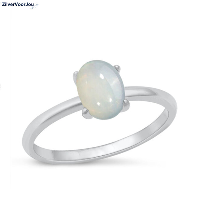 Zilveren witte opaal ring