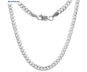 MATERIA 925 zilver pantserketting heren dames - platte ketting 2 mm in 40 45 50 55 60 70 cm antiek zwart in etui, 60 cm, Metaal, Edelsteen