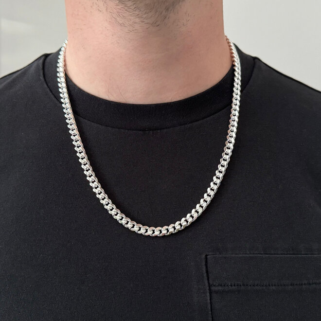 Zilveren ronde gourmet ketting 55 cm 6.5 mm