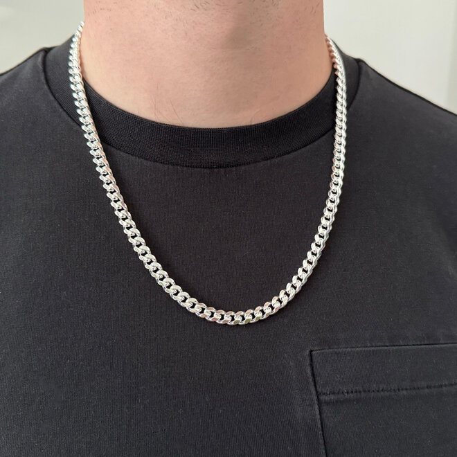Zilveren ronde gourmet ketting 55 cm 6.5 mm