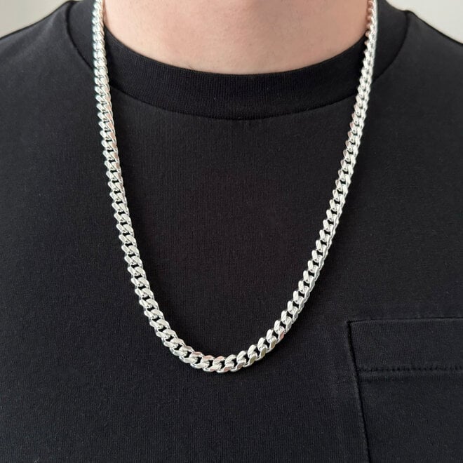 Zilveren ronde gourmet ketting 60 cm 6.5 mm