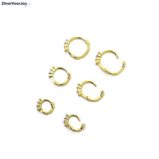 Zilveren 3-delige set mini hoops gold plated
