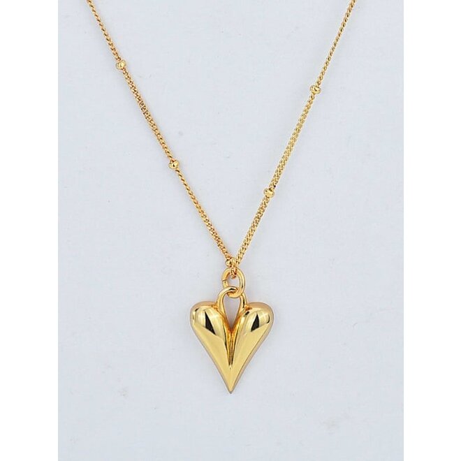 Gold plated 925 zilveren modern hart bol ketting