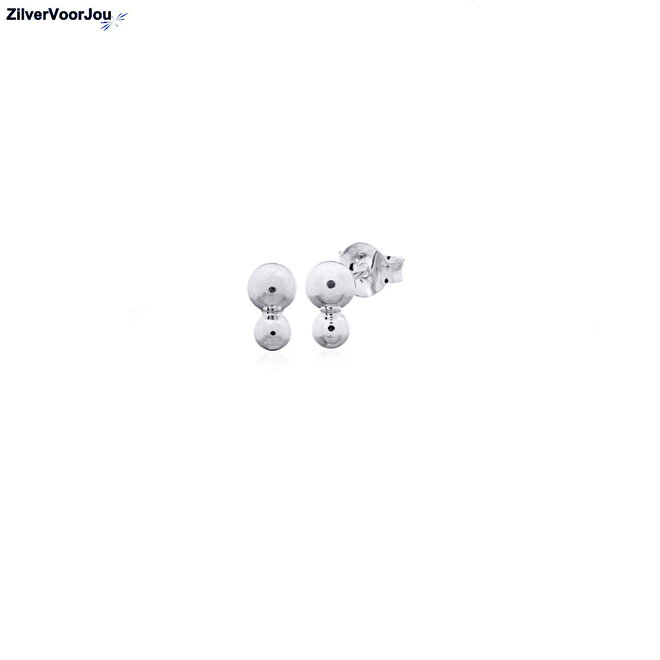 Zilveren mini double dots studs