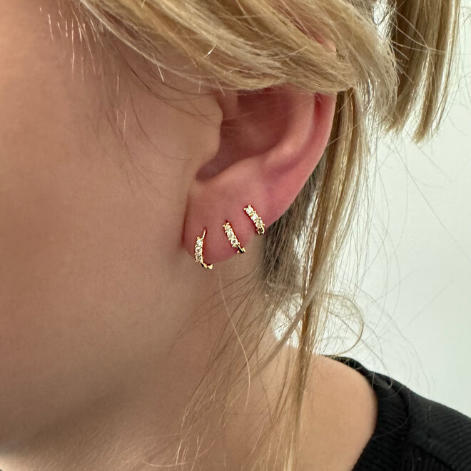 Zilveren 3-delige set mini hoops gold plated