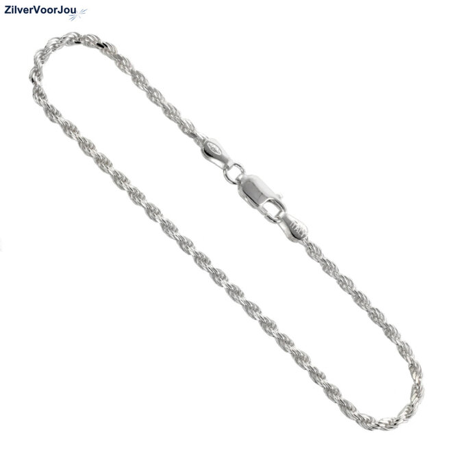 Zilveren rope armbandje 18 cm 2.5 mm