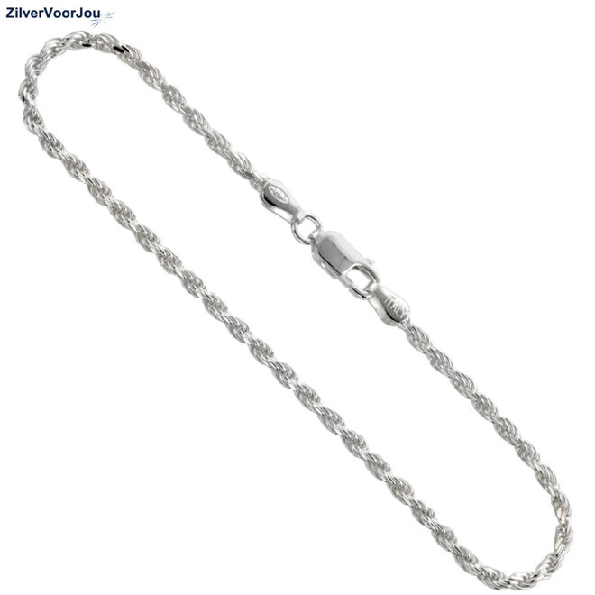 Zilveren rope armbandje 3 mm