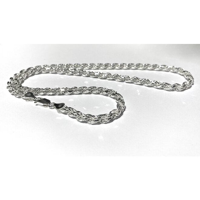 Zilveren rope ketting 65 cm 5 mm breed