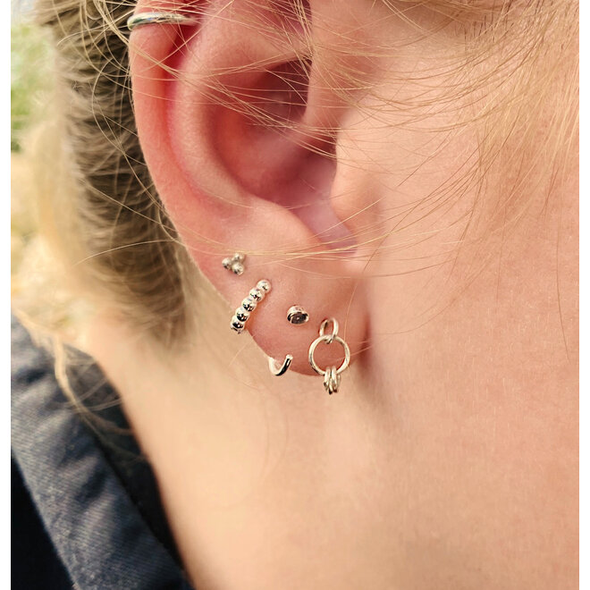 Gold plated 925 zilveren huggie hoops dots mini gold plated