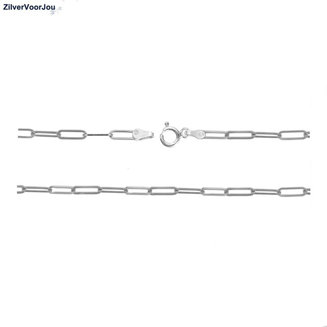 Zilveren paperclip schakel ketting 55 cm 2.2 mm
