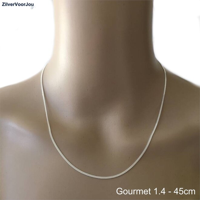 Zilveren gourmet ketting 38 cm 1.4 mm breed