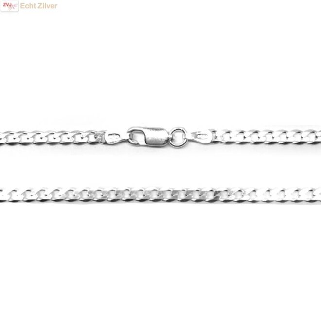 Zilveren platte gourmet ketting 45 cm 3 mm