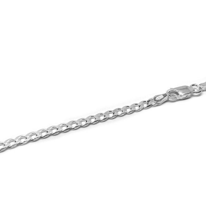 Zilveren platte gourmet ketting 45 cm 3 mm