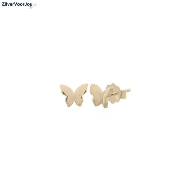 Gold plated 925 zilveren vlinder studs