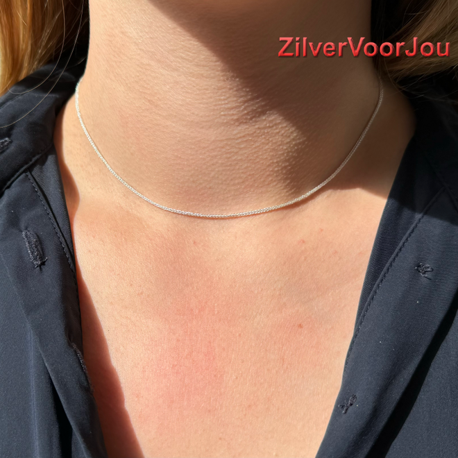 Zilveren spiga schakel lengte ketting 40 cm