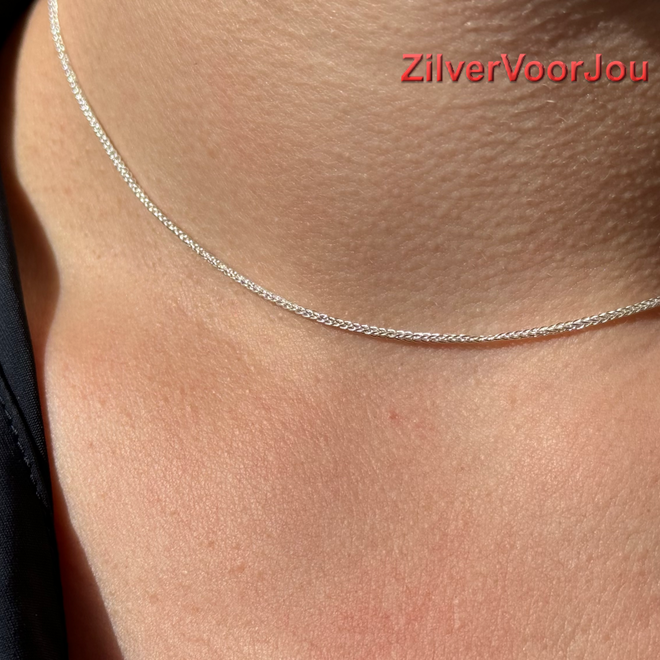 Zilveren spiga schakel lengte ketting 40 cm