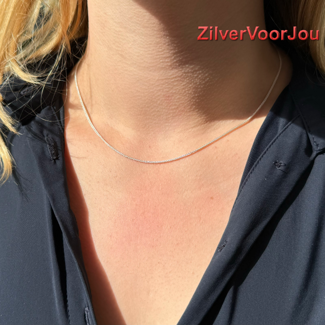 Zilveren spiga schakel lengte ketting 45 cm
