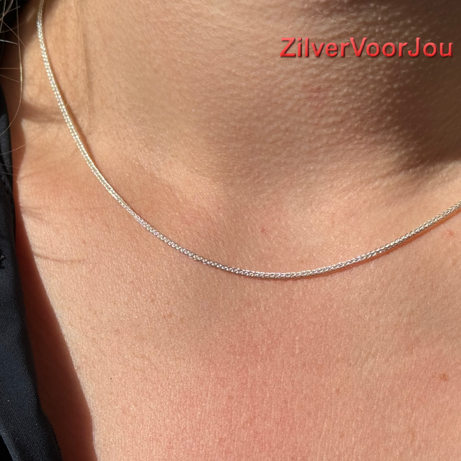 Zilveren spiga schakel lengte ketting 45 cm