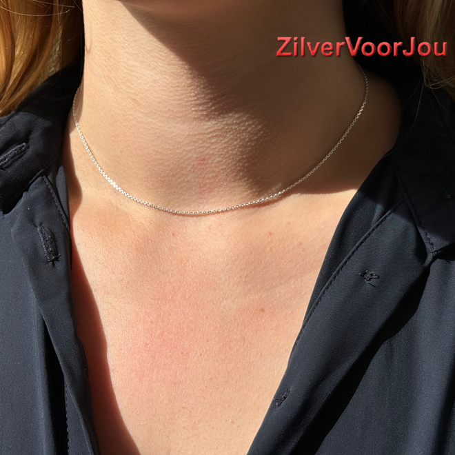 Zilveren ovale kabelketting 40 cm 1.4 mm breed