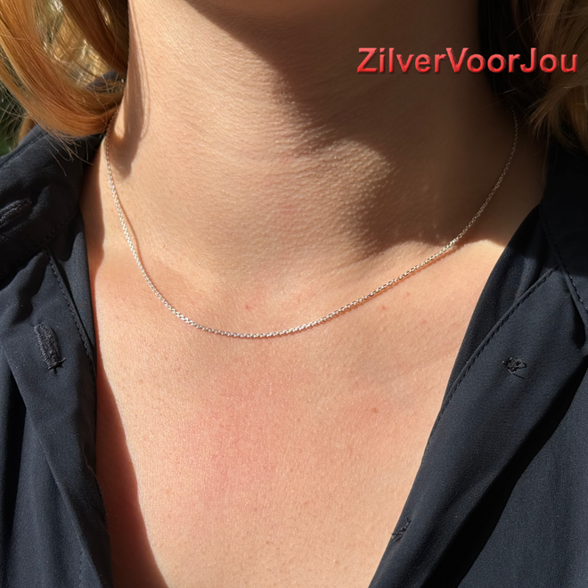 Zilveren ovale kabelketting 45 cm 1.4 mm breed