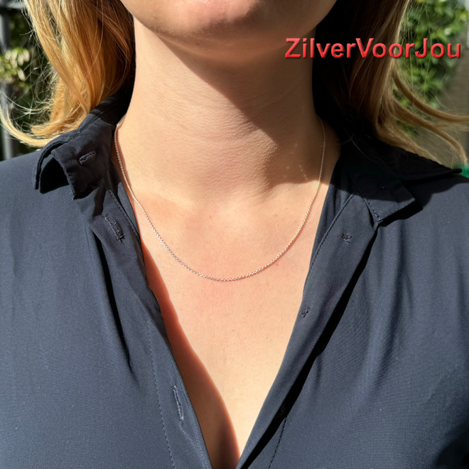 Zilveren ovale kabelketting 50 cm 1.4 mm breed