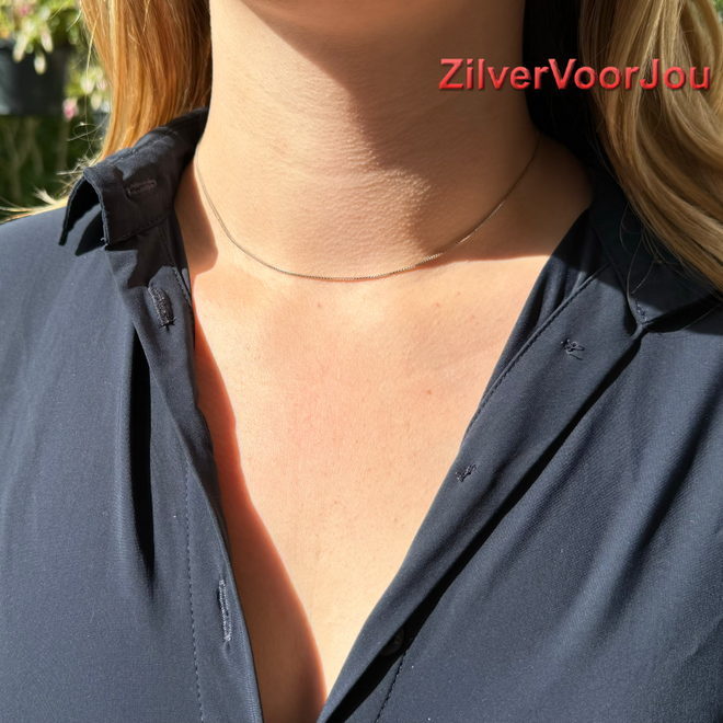 Zilveren box ketting 40 cm rhodium 0.8 mm