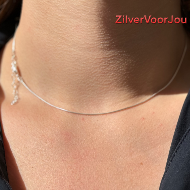 Zilveren ronde slang ketting 40-45 cm