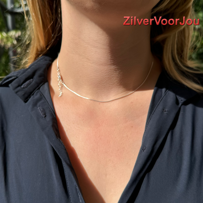 Zilveren ronde slang ketting 40-45 cm