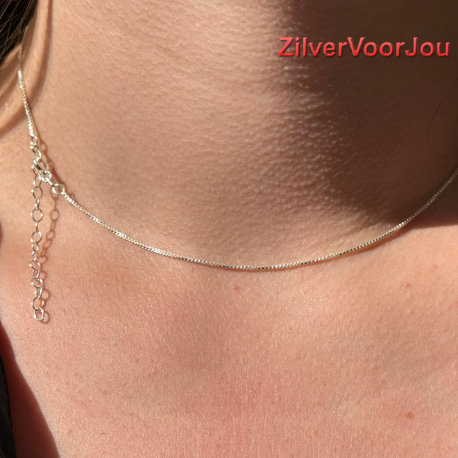 Zilveren rhodium verstelbare box ketting 40-45 cm