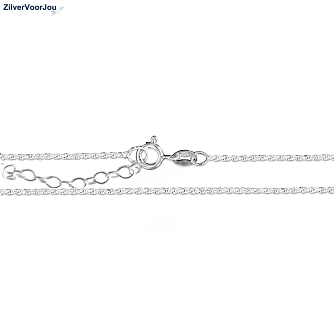 Zilveren rhodium verstelbare rope ketting 40-45 cm