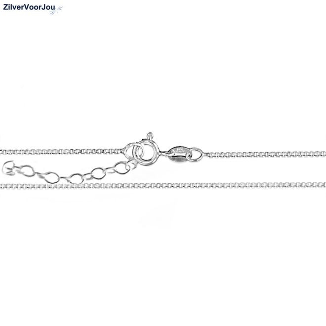 Zilveren rhodium verstelbare box ketting 40-45 cm